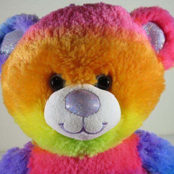 Build A Bear Rainbow Bear & Classic Brown Teddy Plush Stuffed Animal 2014 - Picture 6 of 16